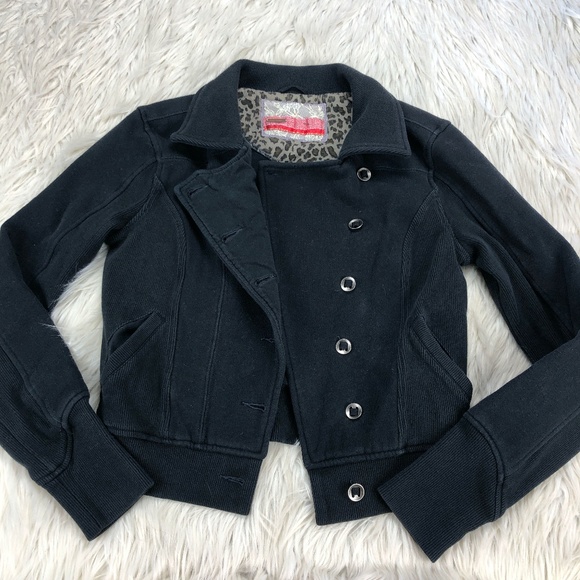 knit asymmetrical button front jacket